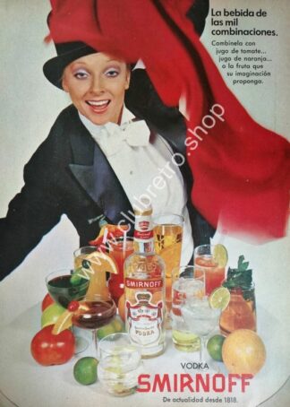CARTEL PUBLICITARIO VINTAGE DE VODKA SMIRNOFF 1970s /5