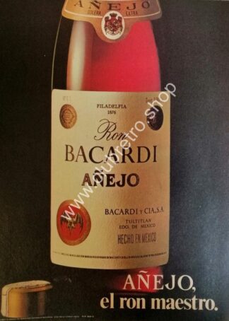 CARTEL PUBLICITARIO VINTAGE DE RON BACARDI 1970s /2