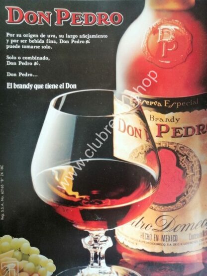 CARTEL PUBLICITARIO RETRO DE VINOS BRANDY DON PEDRO 1970s /1