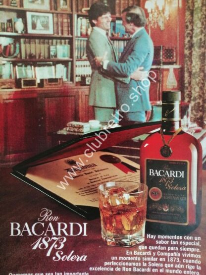 CARTEL PUBLICIDAD RETRO DE RON BACARDI SOLERA 1970s N14