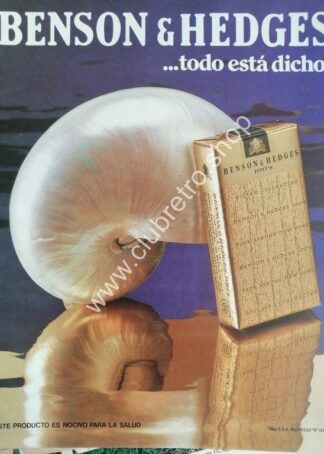 CARTEL PUBLICITARIO RETRO DE CIGARROS BENSON & HEDGES 1970s /11