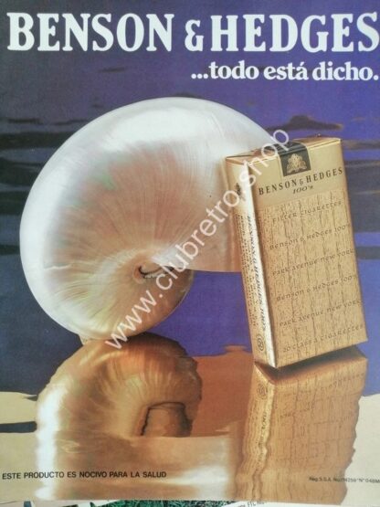 CARTEL PUBLICITARIO RETRO DE CIGARROS BENSON & HEDGES 1970s /11