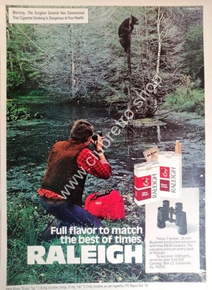 CARTEL DE PUBLICIDAD RETRO DE CIGARROS RALEIGH 1970s /10