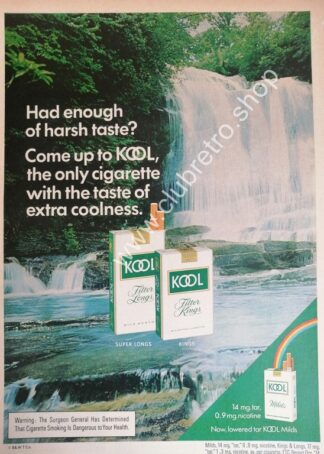 CARTEL DE PUBLICIDAD RETRO DE CIGARROS COOL 1960s /8
