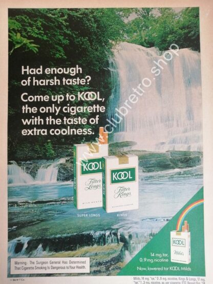 CARTEL DE PUBLICIDAD RETRO DE CIGARROS COOL 1960s /8