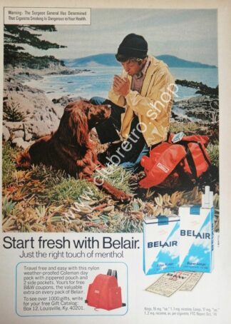 CARTEL DE PUBLICIDAD RETRO DE CIGARROS BELAIR 1960s /7
