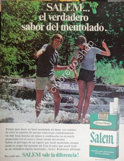 CARTEL DE PUBLICIDAD RETRO DE CIGARROS SALEM MENTOL 1975 /6