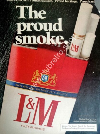 CARTEL DE PUBLICIDAD RETRO DE CIGARROS L&M AÑOS 60s /5