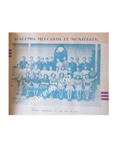 AFICHE ANTIGUO. ACADEMIA MERCANTIL DE MONTERREY 1939 /RARO
