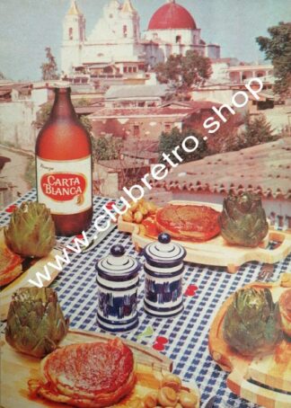 AFICHE RETRO ORIGINAL DE CERVEZA CARTA BLANCA CAGUAMA 1970s /4