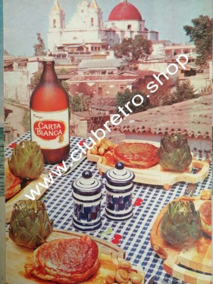 AFICHE RETRO ORIGINAL DE CERVEZA CARTA BLANCA CAGUAMA 1970s /4