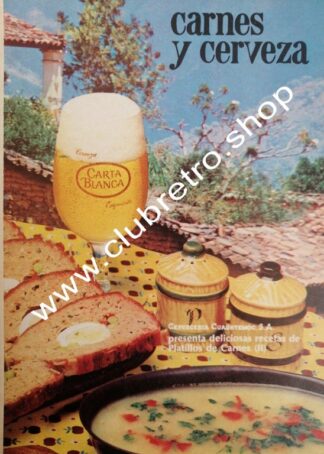 AFICHE RETRO ORIGINAL DE CERVEZA CARTA BLANCA 1970s /6