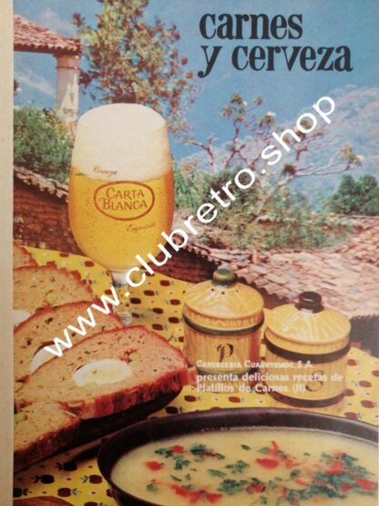 AFICHE RETRO ORIGINAL DE CERVEZA CARTA BLANCA 1970s /6