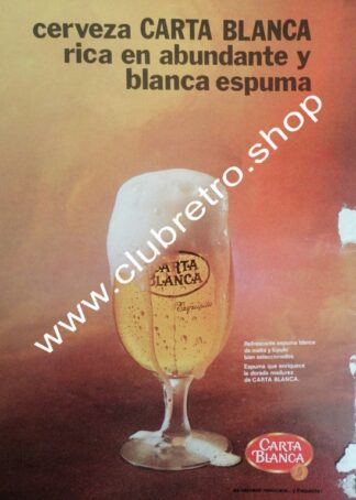 AFICHE RETRO ORIGINAL DE CERVEZA CARTA BLANCA 1970s /7