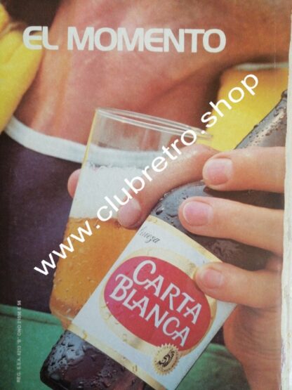 AFICHE RETRO ORIGINAL DE CERVEZA CARTA BLANCA 1970s /8