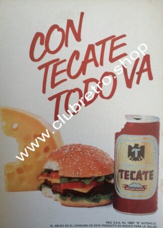 CARTEL RETRO ORIGINAL DE CERVEZA TECATE 1970s /16