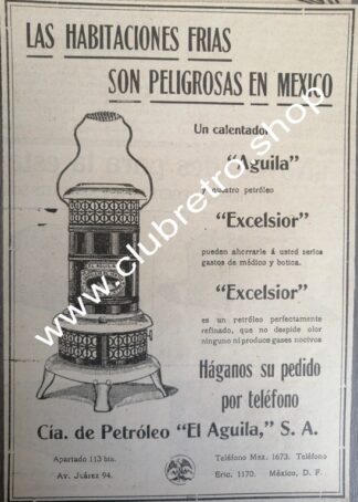 AFICHE DE PUBLICIDAD ANTIGUA CALENTADOR DE PETROLEO 1911 /1