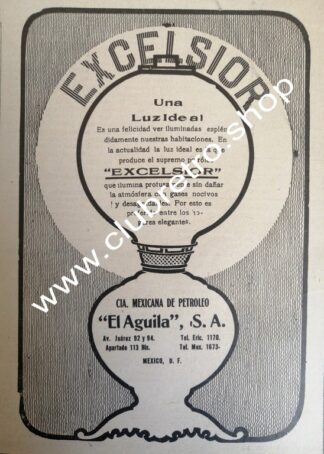 AFICHE PUBLICIDAD ANTIGUA ORIGINAL CIA. PETROLERA EL AGUILA 1911 /2