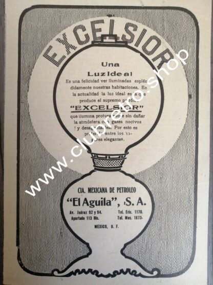 AFICHE PUBLICIDAD ANTIGUA ORIGINAL CIA. PETROLERA EL AGUILA 1911 /2