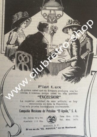 AFICHE PUBLICIDAD ANTIGUA ORIGINAL LAMPARA DE PETROLEO EXCELSIOR 1912