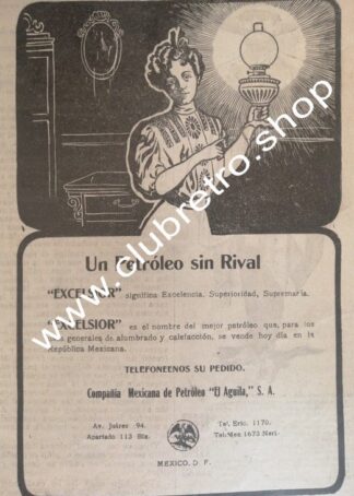 AFICHE PUBLICIDAD ANTIGUA. LAMPARA DE PETROLEO. ESCELSIOR 1912