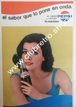 CARTEL VINTAGE ORIGINAL DE PEPSI COLA 1960s /12