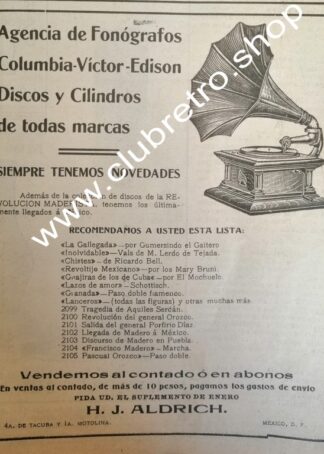 AFICHE PUBLICIDAD ANTIGUA. GRAMOFONOS EDISON Y OTROS 1911