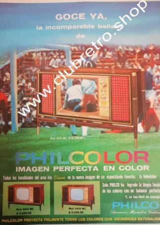 CARTEL RETRO ORIGINAL TELEVISORES PHILCO 1960s PUBLICIDAD VINTAGE