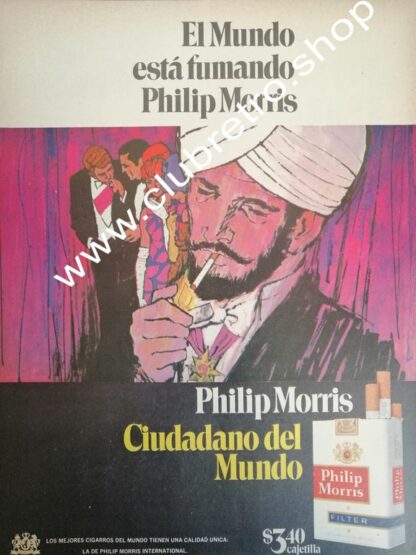 CARTEL PUBLICIDAD RETRO ORIGINAL. CIGARROS PHILIP MORRIS 1960s