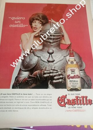 CARTEL PUBLICIDAD RETRO ORIGINAL RON CASTILLO 1960s /3