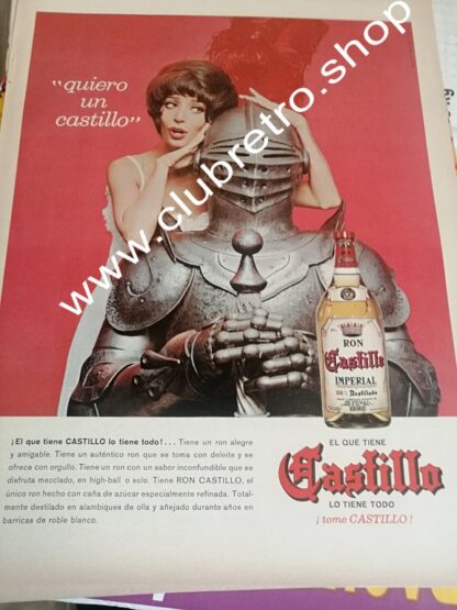 CARTEL PUBLICIDAD RETRO ORIGINAL RON CASTILLO 1960s /3