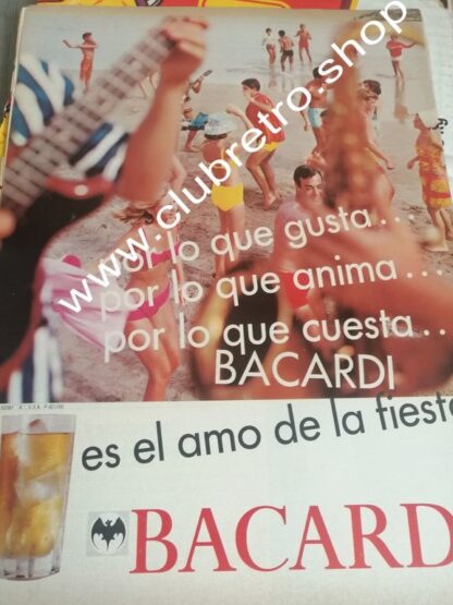 CARTEL PUBLICIDAD RETRO ORIGINAL RON BACARDI 1960s /4