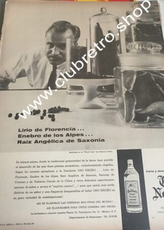 CARTEL PUBLICIDAD RETRO ORIGINAL GINEBRA OSO NEGRO 1960s /5