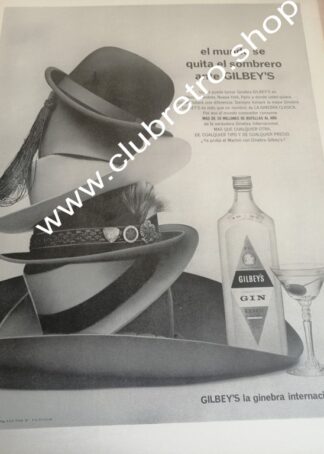 CARTEL PUBLICIDAD RETRO ORIGINAL GINEBRA GILBEYS 1960s /6