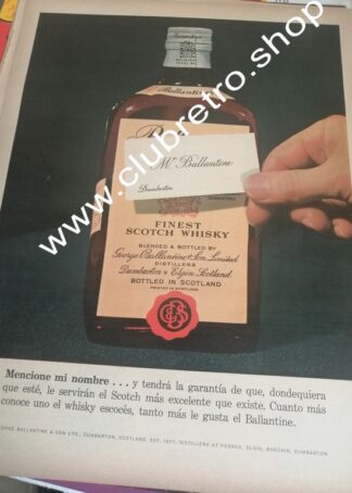 CARTEL DE PUBLICIDAD RETRO ORIGINAL WHISKY BALLANTINES 1950s /11