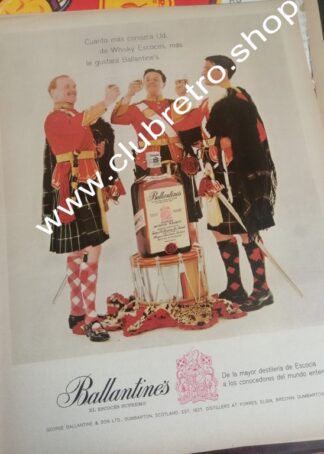 CARTEL DE PUBLICIDAD RETRO ORIGINAL WHISKY BALLANTINES 1950s /12