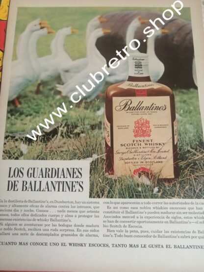 CARTEL DE PUBLICIDAD RETRO ORIGINAL WHISKY BALLANTINES 1950s /13