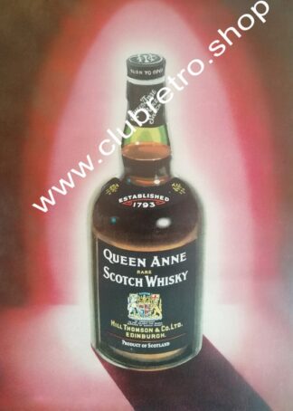 CARTEL DE PUBLICIDAD RETRO ORIGINAL WHISKY QUEEN ANNE 1950s /15 RARO