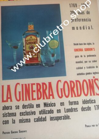CARTEL DE PUBLICIDAD RETRO ORIGINAL GINEBRA GORDONS 1950s /16