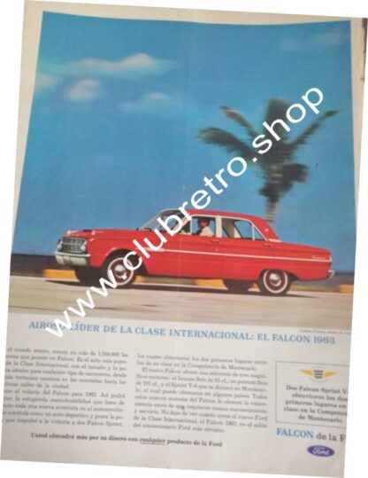 AFICHE DE PUBLICIDAD VINTAGE AUTOS FORD FALCON 1963