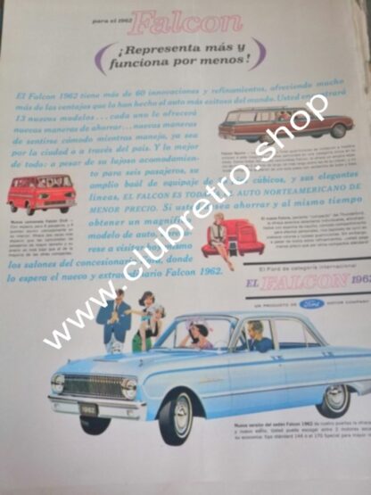 AFICHE DE PUBLICIDAD VINTAGE AUTOS FORD FALCON 1962
