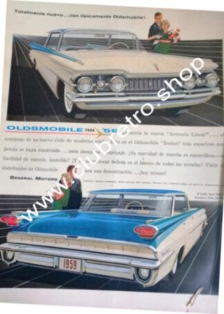 AFICHE DE PUBLICIDAD VINTAGE AUTOS OLDSMOBILE 1959