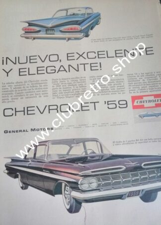 AFICHE DE PUBLICIDAD VINTAGE AUTOS CHEVROLET BELAIR 1959