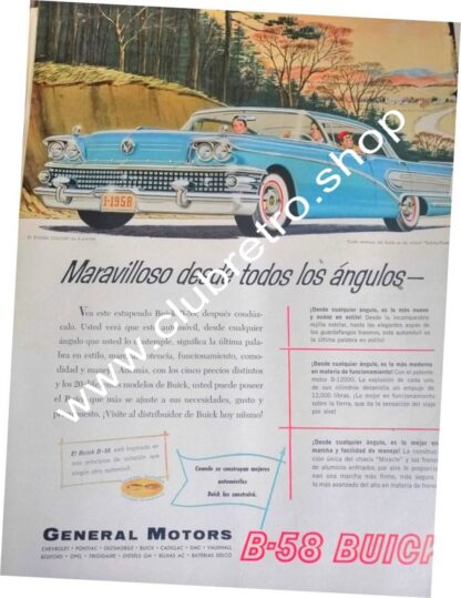 AFICHE DE PUBLICIDAD VINTAGE AUTOS CHEVROLET BUICK 1958