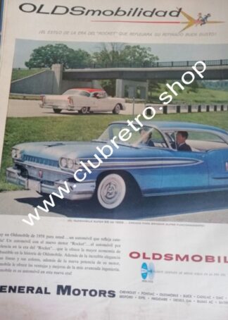 AFICHE DE PUBLICIDAD VINTAGE AUTOS CHEVROLET OLDSMOBILE 1958 /9