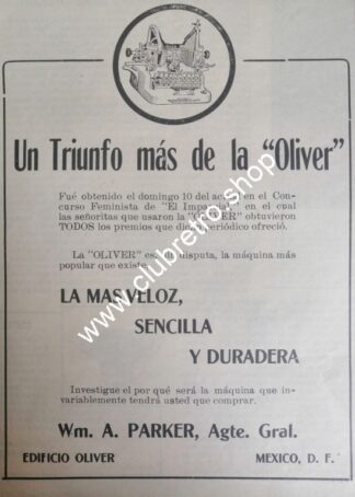 AFICHE DE PUBLICIDAD ANTIGUA MAQUINA DE ESCRIBIR OLIVER 1912