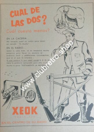AFICHE DE PUBLICIDAD RETRO RADIO DIFUSORA XEOK 1960s