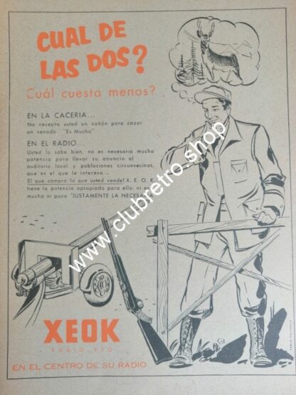 AFICHE DE PUBLICIDAD RETRO RADIO DIFUSORA XEOK 1960s