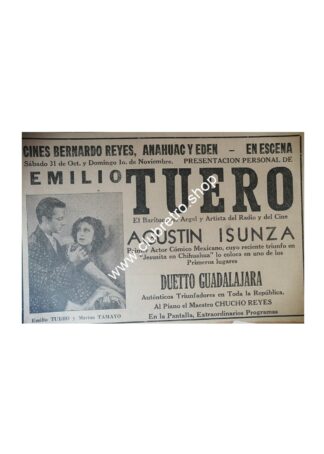 AFICHE DE PUBLICIDAD ANTIGUA. CINES DE MONTERREY 1943