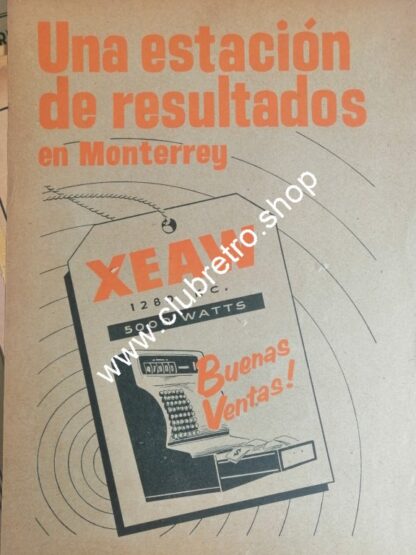 PUBLICIDAD RETRO RADIO DIFUSORA XEAW RADIO DE MONTERREY 1960s -2